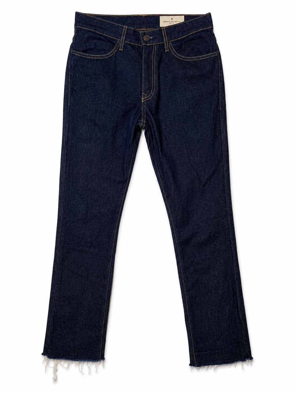 Imogene + Willie The Imogene Raw Cut Hem Straight Leg Jeans Rigid Indigo Sz 28